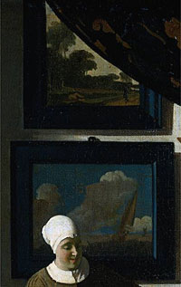 schilderijen aan de muur: boven de wandelaar, onder het schip